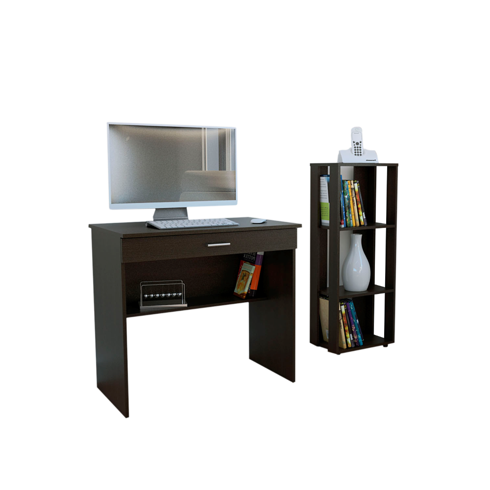 Librero + Escritorio Color Office 1 Wengue Para Oficina